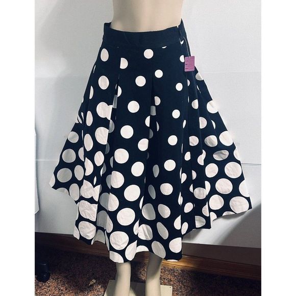 WHITE HOUSE BLACK MARKET Women A-Line Skirt Ankle Lenght Polka Dot Size 4 #1116 - Picture 16 of 16